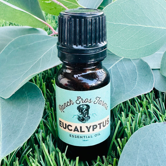 Eucalyptus essential oil, 10ml bottle with Ranch Eros Farms brand image